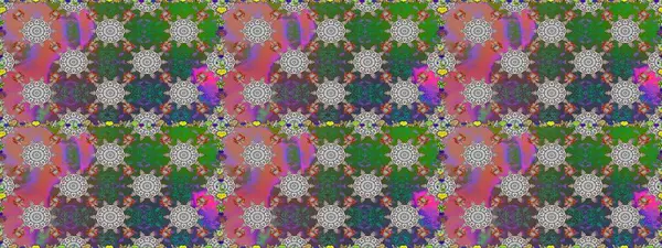 Raster illüstrasyonu. Asya tekstil tarzında. Raster illüstrasyonu. Gri ve yeşil renkli çiçekler. Kusursuz çiçek deseni.