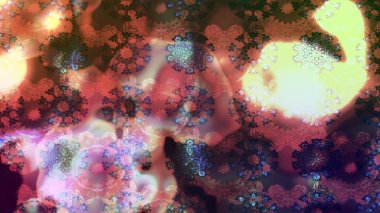 El çizimi çiçekli soyut çizim kalıbı. Raster illüstrasyonu. Kahverengi renkte çiçekler.