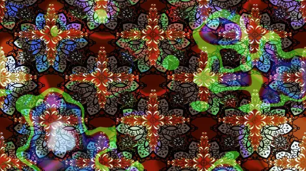 Küçük çiçekteki sevimli çiçek deseni. Güzel karalamalı çiçek desenli çizim. Güzel kumaş deseni. Raster illüstrasyonu.