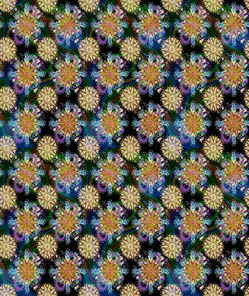 Bir sürü mavi ve bej soyut çiçekli tropik, pürüzsüz desen. Küçük çiçekteki sevimli çiçek deseni. Varicoloblue ve bej raster dikişsiz illüstrasyon.