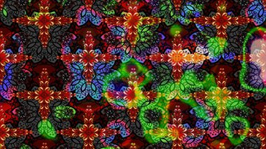 Çiçeksel çizim kalıbının yansıması. Vadinin çiçekleri siyah renklerde.