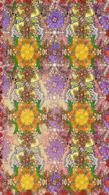 Kahverengi renkli çiçekler. Düz Çiçek Elementleri Tasarımı. Sevimli çiçek raster deseni. Renkli Bahar Teması Kusursuz Arkaplan.