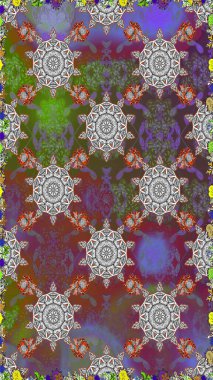 Renkli Yaz Temalı Kusursuz Arkaplan. Düz Çiçek Elementleri Tasarımı. Sevimli çiçek raster deseni. Modaya uygun kumaş deseni.