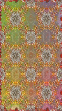 Kahverengi renklerde bahar çiçekleri. Raster illüstrasyonu. Raster çiçek desenli ve çiçekli..