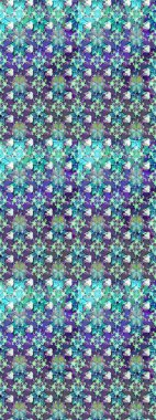 Tatil havası. Raster güzel bir çiçek deseni çizmiş. Bahar mevsimi. Mor ve mavi renkte çiçekler. Nazik romantik baskı.