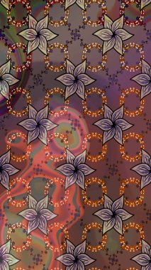 Renkli Bahar Teması eskiz kalıbı. Sevimli çiçek raster deseni. Kahverengi ve bej renkli çiçekler. Düz Çiçek Elementleri Tasarımı.