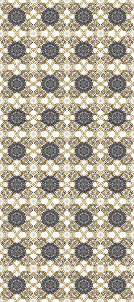 Barok tarzında altın çiçek süsü. Tarafsız, gri ve beyaz renklerde altın element. Damask arkaplanı tekerrür ediyor. Antika altın tekrarlanabilir duvar kağıdı.