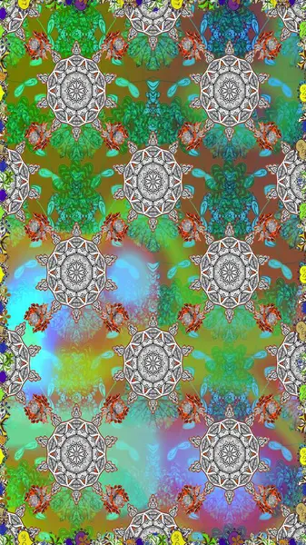 Raster. Zarif, parlak ve pürüzsüz yeşil ve gri çiçek desenli tasarım. Sabıka baskıları, bebek kıyafetleri, duvar kâğıtları, paket kutuları vb..