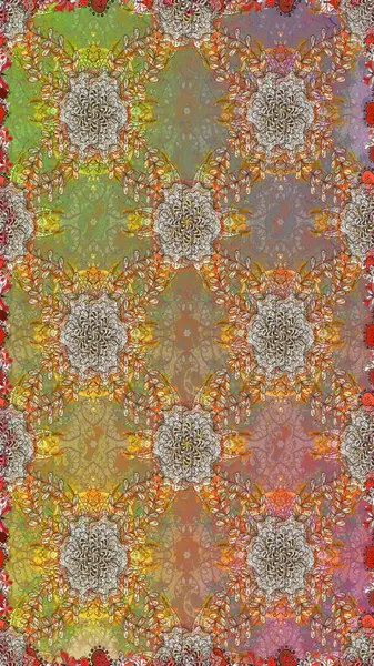 Kahverengi renklerde bahar çiçekleri. Raster illüstrasyonu. Raster çiçek desenli ve çiçekli..