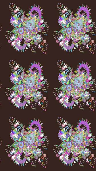 Raster deseni. Bahar çiçekleri dallı desen, mor renkler çiçekli siluet.