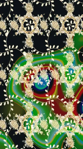 Gri renkli bitkilerden oluşan parlak çiçekli çizim deseni.