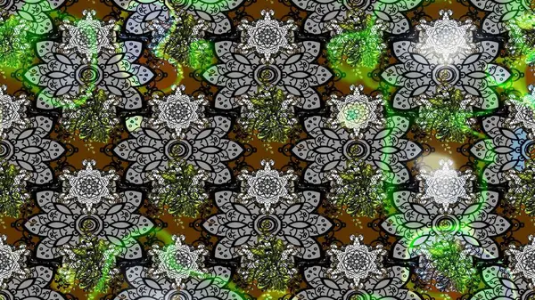 Raster illüstrasyonu. Taslak dekoratif arka plan, çiçek mandala. Gri renklerde. Çiçek..