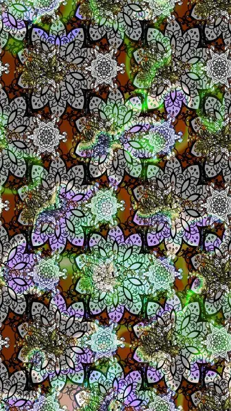 Raster. Gri renkli güzel çiçekli çizim deseni, suluboya çiçek deseni, duvar kağıdı, kart veya kumaş için fayanslı..