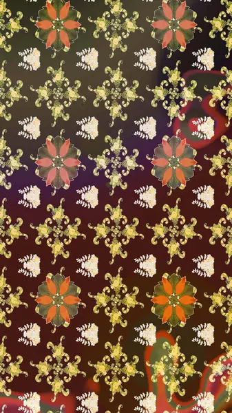 Raster illüstrasyonu. Kahverengi ve mor renkli çiçekler. Çizim çiçek deseni duvar kağıdı için kullanılabilir.