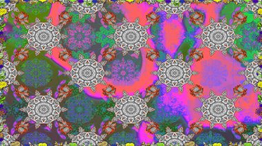 Sevimli çiçek raster deseni. Gri renkli çiçekler. Düz Çiçek Elementleri Tasarımı. Renkli Yaz Temalı Kusursuz Arkaplan.