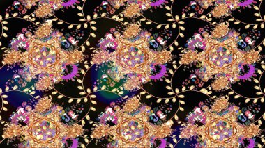 Raster illüstrasyonu. Yumuşak, bahar çiçekleri siyah renklerde. Çiçek ve yapraklı karalama şeklinde Raster çiçek deseni.