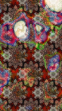 Çizgi çizimi kalıbı. Şirin çiçekler. Raster Moda kumaş deseni.