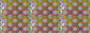 Renkli Bahar Temalı Kusursuz Arkaplan. Düz Çiçek Elementleri Tasarımı. Gri ve kahverengi renkte zarif çiçekli suluboya. Raster illüstrasyonu.