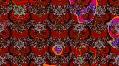 Kahverengi renkli etnik çiçeklerin olduğu zarif bir eskiz modeli. Raster Çiçek İllüstrasyon Şirin Tekstil.