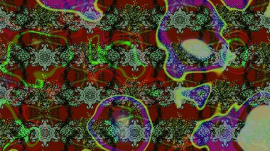 Sevimli çiçek raster deseni. Yeşil renkli çiçekler. Renkli Bahar Teması eskiz kalıbı. Düz Çiçek Elementleri Tasarımı.