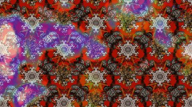 Elle çizilmiş çiçek desenli Raster çizimi. Tekstil, kumaş, ambalaj, hatıra defteri için hoş bir çiçek arkaplanı. Çocuksu tasarım. Kahverengi arkaplanda.