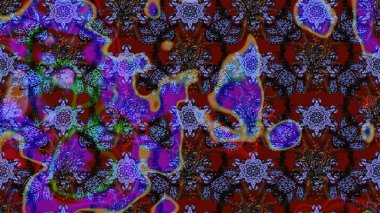 Gömlek, arka plan modelini çiz. Tropik çiçekler. Mor renkte çiçekler.