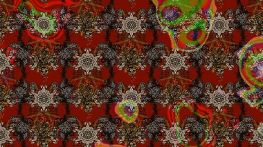 Çiçekli karalama şeklinde Raster çiçek deseni. Yumuşak, bahar çiçekli arka plan. Kahverengi renkte çiçekler.