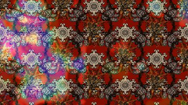 Kızılderili desenli desenli desenli şal deseni. Etnik Mandala süsü. Raster Henna dövme stili. Tekstil, tebrik kartı, boyama kitabı, telefon kılıfı baskısı için kullanılabilir.