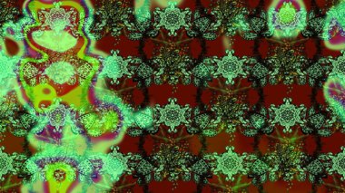 Tropik çiçek desenleri. Raster illüstrasyonu. Yeşil renkte çiçekler.