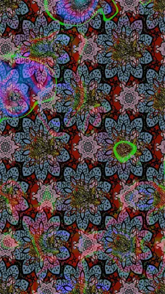 Moda baskıları için zarif bir şablon. Tarafsız çiçekli bahar çiçekleri. Küçük renkli çiçekler. Motley illüstrasyonu. Küçük çiçekte şirin desenler.