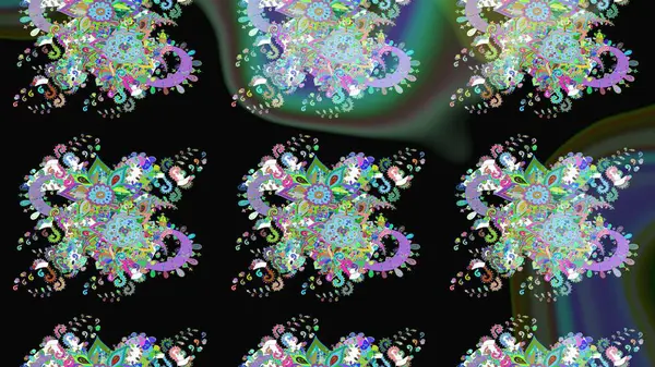 Düz Çiçek Elementleri Tasarımı. Raster illüstrasyonundaki çiçek desenli çizim. Renkli Bahar Teması eskiz kalıbı. Süslü kumaş deseni.