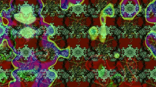 Patlayan çiçekler soyut olarak yerleştirilmiş. Raster deseni. Yumuşak, yeşil renkli bahar çiçekleri. Raster illüstrasyonu.