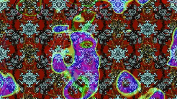 Varicolobrown Raster çizimi. Bir sürü kahverengi ve soyut çiçekli tropik eskiz deseni. Küçük çiçekte sevimli çiçek deseni var..