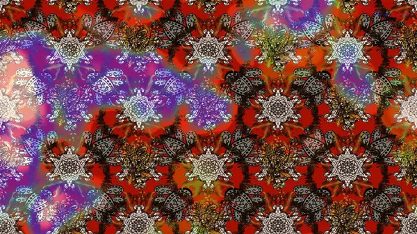 Elle çizilmiş çiçek desenli Raster çizimi. Tekstil, kumaş, ambalaj, hatıra defteri için hoş bir çiçek arkaplanı. Çocuksu tasarım. Kahverengi arkaplanda.