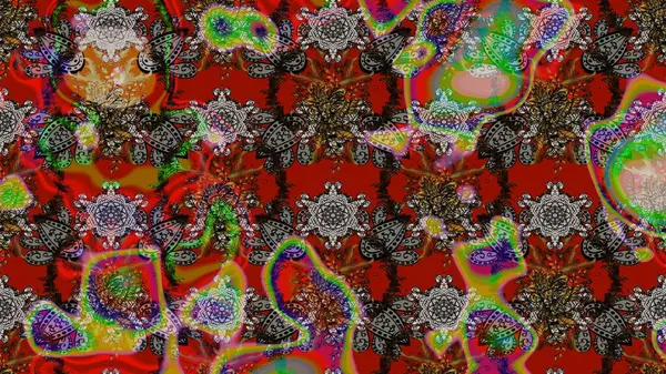 Kızılderili desenli desenli desenli şal deseni. Etnik Mandala süsü. Raster Henna dövme stili. Tekstil, tebrik kartı, boyama kitabı, telefon kılıfı baskısı için kullanılabilir.