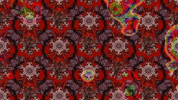 Raster illüstrasyonundaki çiçek desenli çizim. Kahverengi renkte çiçekler.