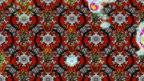 Suluboya çiçekli çiçek deseni. Raster illüstrasyonu. Gri renkli Asya tekstili.