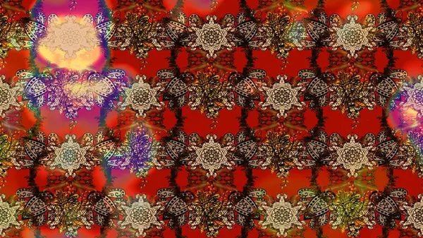 Patlayan çiçekler soyut olarak yerleştirilmiş. Raster deseni. Kahverengi renklerde bahar çiçekleri. Raster illüstrasyonu.