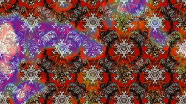 Elle çizilmiş çiçek desenli Raster çizimi. Tekstil, kumaş, ambalaj, hatıra defteri için hoş bir çiçek arkaplanı. Çocuksu tasarım. Kahverengi arkaplanda.