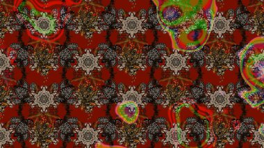 Çiçekli karalama şeklinde Raster çiçek deseni. Yumuşak, bahar çiçekli arka plan. Kahverengi renkte çiçekler.