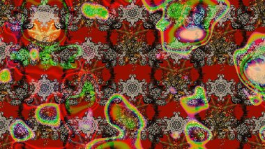 Çiçekli karalama şeklinde Raster çiçek deseni. Nazik, sevimli çiçek arkaplanı. Kırmızı renkte çiçekler.