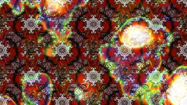 Kahverengi renkli etnik çiçeklerin olduğu zarif bir eskiz modeli. Asya Tekstil 'inde Raster Çiçek İllüstrasyonu.