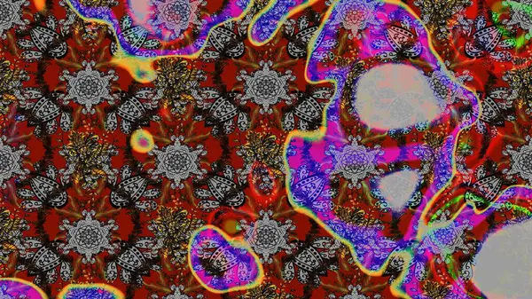 Çiçek desenli çizim. Raster illüstrasyonu. Gri renkli Asya tekstili.