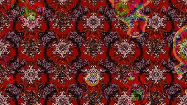 Raster illüstrasyonundaki çiçek desenli çizim. Kahverengi renkte çiçekler.