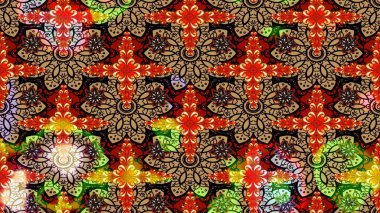 Soyut etnik raster çizim kalıbı. Kabile sanatı boho baskısı, klasik çiçek arkaplanı. Arkaplan dokusu, duvar kağıdı, bej renkli çiçek teması.