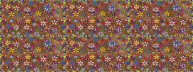 Klasik çiçek tasarımı elementleri. Kahverengi ve kırmızı kıvırcık çiçekler kahverengi ve kırmızı renklerde şekillenir. Raster illüstrasyonu.