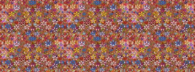 Küçük çiçekli basit, dikişsiz desen. Raster illüstrasyonu. Kahverengi renkte sevimli çiçekler. Moda baskısı, albüm, ambalaj kağıdı, duvar kağıdı için zarif dekoratif süslemeler..