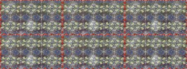 Çiçekli ipek eşarp. El çizimi çiçek unsurları olan soyut, dikişsiz raster deseni. 1950-1960 motifleri. Retro tekstil tasarım koleksiyonu. Gri ve nötr gri ve nötr.