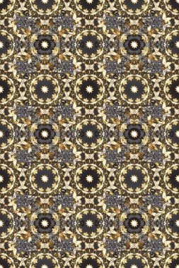 Antika altın tekrarlanabilir duvar kağıdı. Gri, kahverengi ve bej renklerde altın element. Damask pürüzsüz yineleme kalıbı. Barok tarzında altın çiçekli süs..