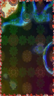 Raster illüstrasyonu. Kahverengi ve gri renkli çiçekler. Çiçeksiz desenli arka plan, vuruşlar, sıçramalar, yaz çiçekleri..